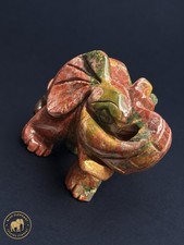Ocean Jasper Carved Elephant Figurine 7 in Multicolor Polished Stone picture