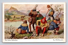 BROTHERS GRIMM Fairy Tale The Seven Swabians Take Rest GG Muhlberg 4538 Postcard picture