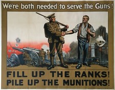 Original British Great War Poster 1915, Both are Needed to Serve the Guns picture