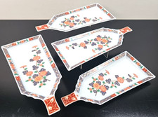 4 Kozan Gama Floral Serving Trays Set Vintage Decor Dish Maebata Imari Japan Lot picture
