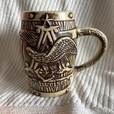 Vintage Budweiser A&E Eagle Logo Barrel Stein St. Louis MO Cup Mug Beer picture