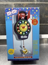 M&M's Animated Wall Clock With Pendulum - New in Box Yellow & Red M&M Rare picture