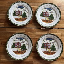PORTMEIRION STUDIO 4-PC Susan Winget A CHRISTMAS STORY Dinner Plates Santa Claus picture