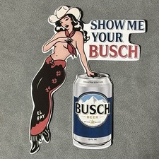 Busch Beer Sticker Cowgirl Country cooler toolbox 3” Show Me Your picture