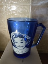 Vintage t Shirley Temlpe Cobalt BlueDepression Glass Cup picture