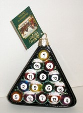 RACK BILLIARD POOL BALLS - OLD WORLD CHRISTMAS - GLASS ORNAMENT NEW W/TAG 44069 picture