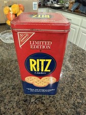 Vintage 1986 Nabisco Ritz Cracker Limited Edition Red Metal Storage Tin picture