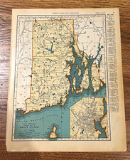 Antique 1937 map of Rhode Island 14”x11” picture