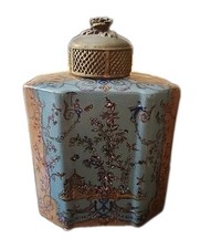  Vintage Wong Lee Porcelain Jar with Bronze Accent Lid   picture