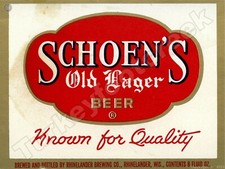 Schoen's Old Lager Beer Label 9