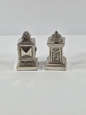 Vintage Silver Plated Art Deco & Neoclassical Pillar Salt & Pepper Shakers picture