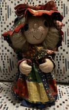 Vintage Paper Mache Woman Matching Bonnet Patch-like Dress Freckles Smile picture