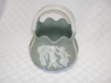 OLD, CUTE JASPERWARE BASKET WITH CUPIDS picture