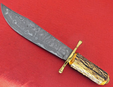 RARE DAMASCUS 0116 Ltd Case XX massive STAG fixed blade Bowie knife & plaque picture
