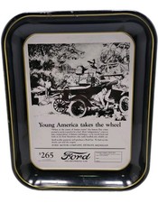 Vintage 1924 Advertisement Ford Model T Metal Serving Tray Porcelain Enamel Sign picture