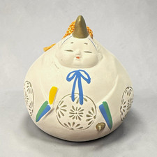 Vintage Japanese Hina Doll Dorei Clay Bell 3” Hinamatsuri Folk Art Japan picture