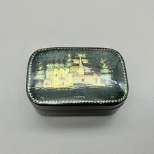 Vintage Russian Lacquer Box Suzdal Hand Painted Kholuy Style Red Interior 2.5