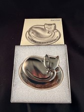 Sacchi Cat Silver Metal Paperweight “Happy is the Home With At Least One Cat