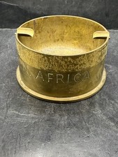 Vintage WWII Trench Art 105mm Brass Ashtray-Hand Engraved-Medical Corps Caduceus picture
