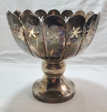Bowl For Fruit Vegetables OR Plant Holder Silverplate Large Vintage picture