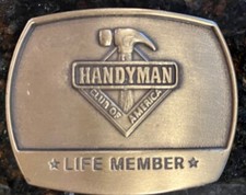 Vintage 1996 Handyman Club Of America Life Member Brass Color Belt Buckle picture