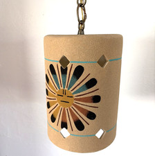 Vintage Zuni Sun Face Native American Pendant Ceiling Light Fixture Southwestern picture