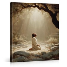 Christian Jesus Praying Wall Art Print - Religious Garden of Gethsemane Canva... picture