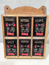 Extremely Rare Black Cat Antique Shafford Japan (6) Spice Rack MINT CONDITION picture