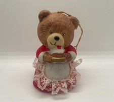 Vintage Jasco Lil Chimer Bell Ornament Cupcake Bear Mrs. Santa Claus Bisque Porc picture