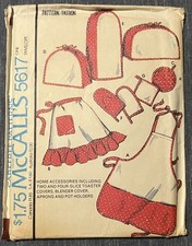 Vtg McCall's Sewing Pattern 5617 Retro Kitchen Appliance Covers Aprons Potholder picture