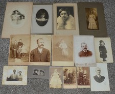 Vintage Lot of (25) Antique Cabinet Cards Men, Women, Children Portraits picture