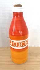 Vintage Egizia Bottle Italy Ceramic JUICE Orange Yellow Ombre Cork MCM 10” picture