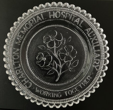Fall River Charlton Memorial Hospital Primrose Floral Pairpoint Glass Cup Plate picture