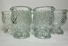 Vintage Avon Fostoria Tulip Clear Fire Reversible Candle Holders Set of 6 EUC picture