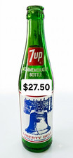 7 Up Green Glass Commemorative Bottle Liberty Bell Bicentennial 1776-1976 Gift? picture