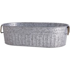 Galvanized Oval Tub, 20.27 x 11.22 x 5.70 Inch, Metal Planter, Farmhouse Decor, picture
