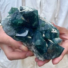 2.7lb NATURAL Green Cube FLUORITE Quartz Crystal Cluster Mineral Specimen picture