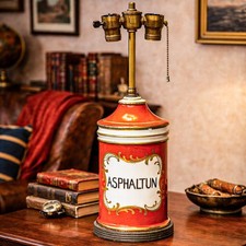 Lovely Hand Painted Antique Pharmacy Porcelain Apothacary Jar Table Lamp picture