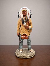 Signed Daniel Monfort Sioux Chief Sculpture 1986 Original Western Hydrostone 12