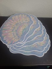 6 Vintage 1980s Pop Art Pastel Sea Shell Fan Placemats Hollywood Coastal Grandma picture