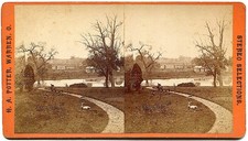 Warren OH Ohio Park w/ Covered Bridge Trumbull County 1870s Stereoview Photo picture