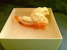 🔴 NEW UNSMOKED MEERSCHAUM PIPE EAGLE CARVED CELEBRATE AMERICA NO CASE, BOX -H8 picture