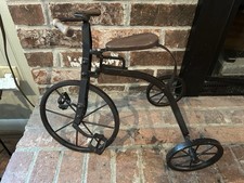 VTG Miniature Small Tricycle Functioning WroughtIron Wood Rustic Farmhouse Decr picture