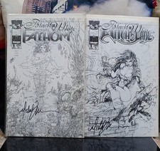 WITCHBLADE #1 and FATHOM #1 black & white comic,All SIGNED by Michael Turner RIP picture