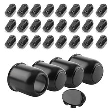 3.19in Trailer Wheel 4 Center Caps . 24 Pcs 1/2-20 Lug Nuts High Gloss Black picture