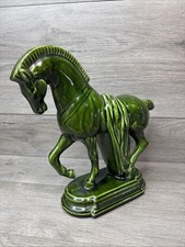 Vintage Lane & Co Trojan Tang Horse Statue  Avocado Green MCM Crazing picture