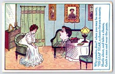 [5i6] Postcard 1908, Leap Year, 'Why Pensive Dear?' Advertising Presidential PCs picture