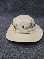 Nautica Safari Bucket Hat Large Tan Khaki Boonie Cap W Vintage Enamel Pins picture