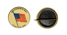 Antique Tin Celluloid Pinback  CHILDREN’S DAY FLAG DAY 1903 Souvenir Button picture