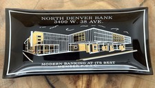 Vintage North Denver Bank Glass Ashtray – 3400 W 38th Ave MCM Retro Trinket Dish picture